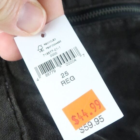 GAP 1969 BROWN VELVET SIDE ZIP LEGGING MID RISE STRETCH SIZE 25 REGULAR NWT - Picture 5 of 11